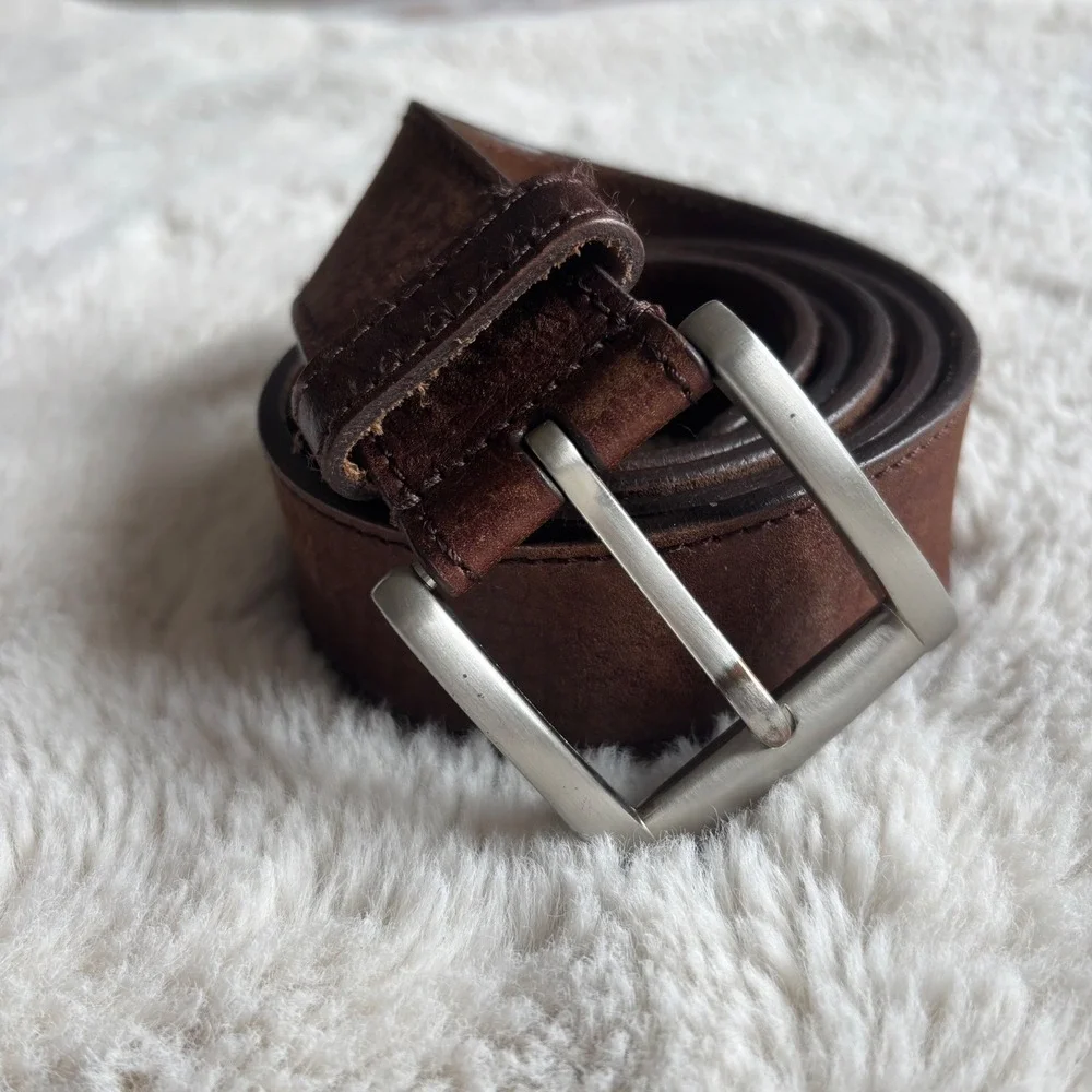 Leather Belt Mens 46 Brown Excellent Double Prong Textured 1403 Made‎ in India